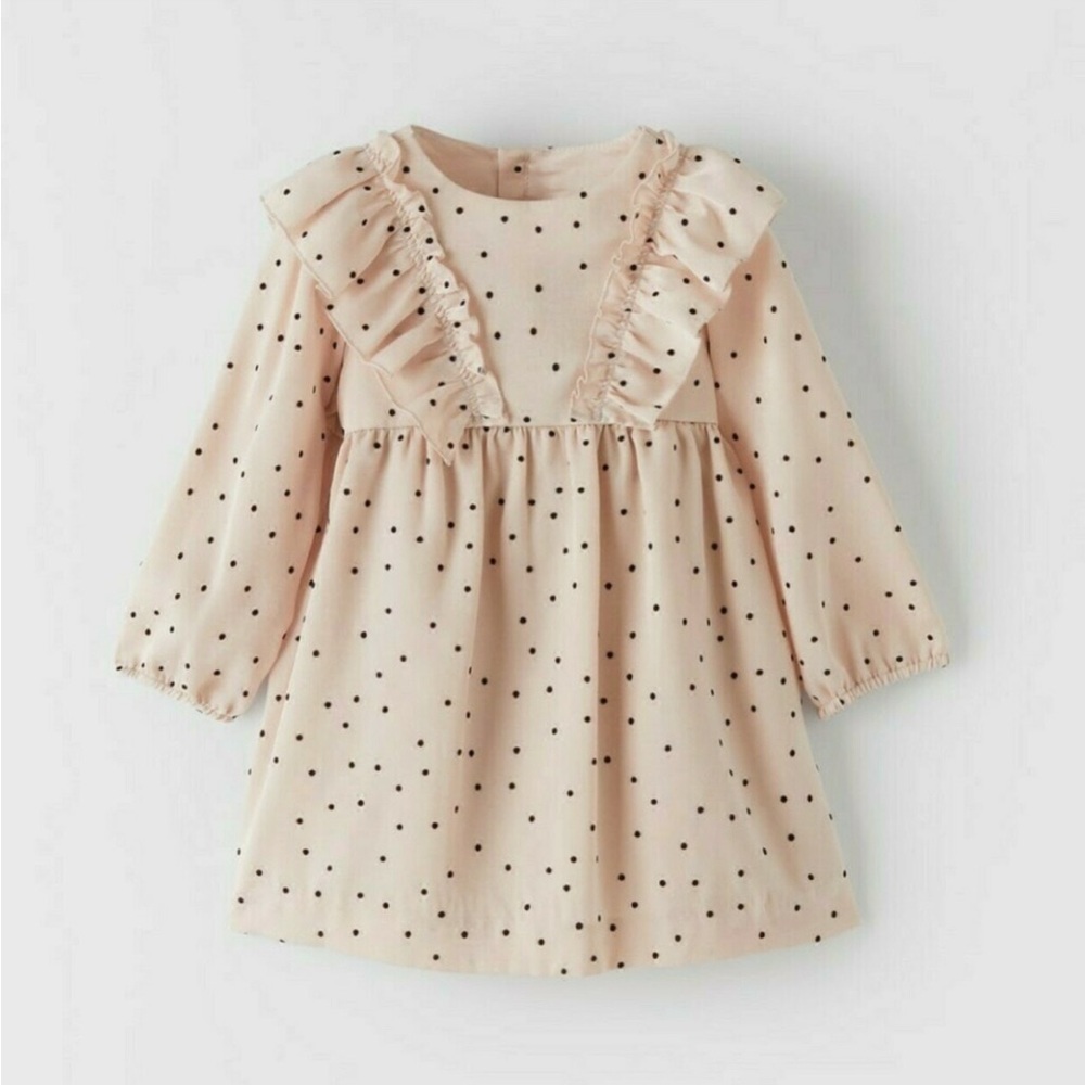 Zara Flocked Polka Dot Dress